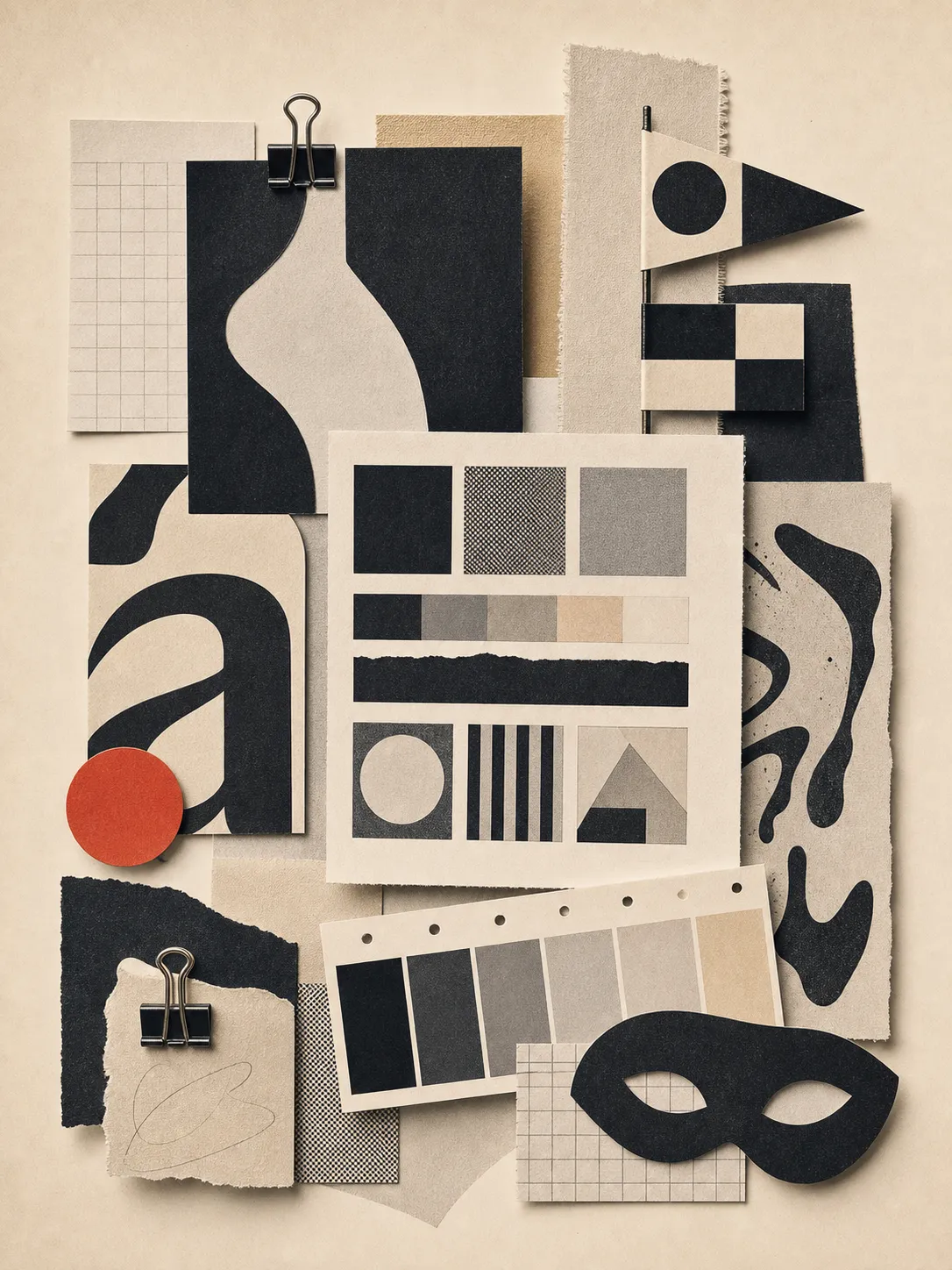 Editorial collage representing campaign landing pages and lead capture routes